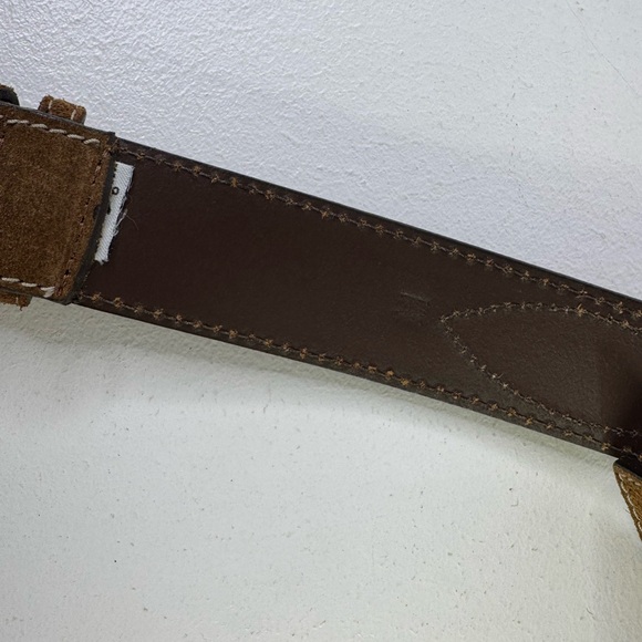 J. Crew Brown Suede & Leather Stitched Hip Belt , solid brass buckle - Picture 7 of 7